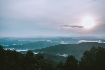 Sunset Mountain on blue sky