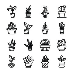 Potted Plants Icons Pack 