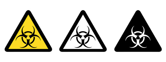 Bio Hazard Warning Signs - Yellow, Black and White Vector Illustrations - Isolated On White Background