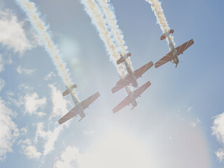 Pilot performances of Yak piston aircraft at the air show