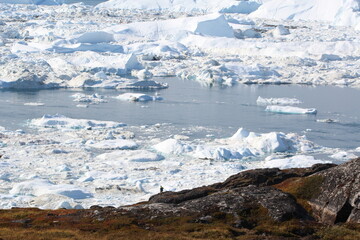 View over the Ilulissat Icefjord, Ilulissat, Greenland.