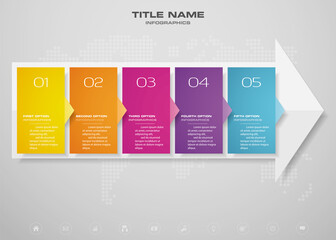 5 steps of arrow infografics template. for your presentation.	