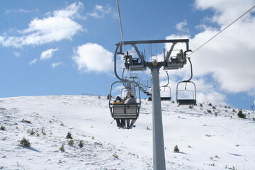Ski lift chair in Greece.