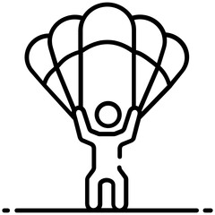 
A recreational and competitive adventure sport, paragliding icon in flat design 
