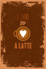 Happy Valentine's day Greeting Lettering Card or Poster. Template for Print Design. Vector Grunge Illustration.