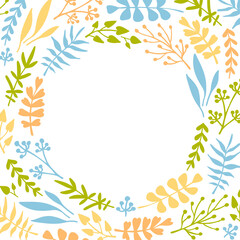 Hand drawn decorative border for design cards or templates. Vector floral elements