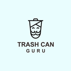 abstract guru logo. trash can icon