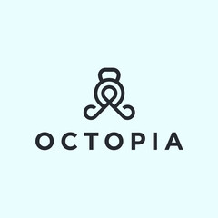 kettlebell octopus logo. fitness icon