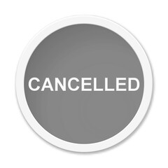 Runder grauer Button zeigt Cancelled