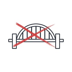 Broken bridge. Vector linear icon isolated on white background.