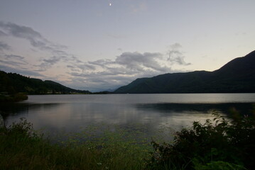 A nature landscape, the evening lake in Nagano, Japan