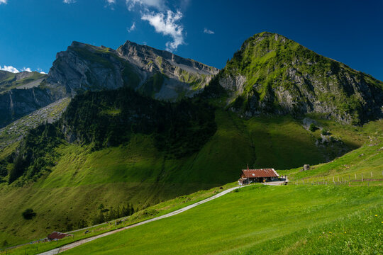 Montagnes Suisse avec un chalet d'Alpage.