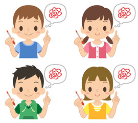 笑顔の男の子のアイコン セット 子ども イラスト Wall Mural Ykc