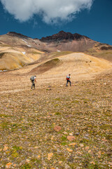 hiking in the high mountains
