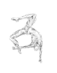 A ballet dancer isolated drawing sketch. A silhouette anatomy sketch