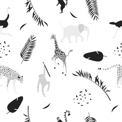 アニマル　シンプルアート　背景　パターン　動物イラスト