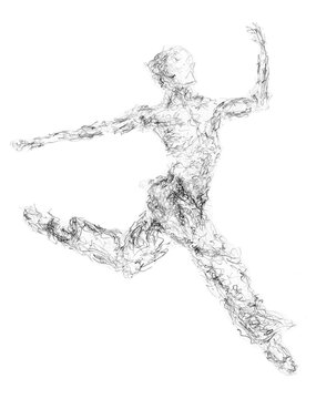 Ballet dancing man, hand drwing illustration of a dancer on motion