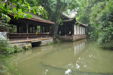 Obraz premium Old Du Fu's garden in the modern city Chengdu, China