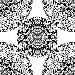 seamless pattern mandala art in black, for decoration and other elements