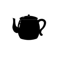 Teapots. Monochrome vector illustration isolated on white background. For icons, logos, designs. 