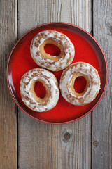 Glazed bagels on a plate