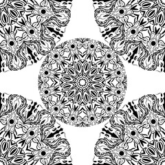 seamless pattern mandala art in black, for decoration and other elements