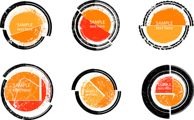 Grunge post Stamps Collection, Circles. Banners, Insignias , Logos, Icons, Labels and Badges Set . vector distress textures.blank shapes.Title box