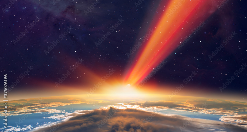 Aufkleber attack of the asteroid on the earth 