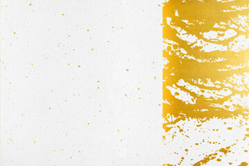 和紙白地背景テクスチャ金箔毛筆アート
