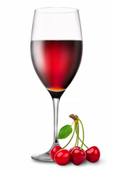 Wineglass with red cherry