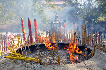 Incense Sticks burning in the Po Lin Monastery on Lunar (Chinese) New Year Festival Celebration