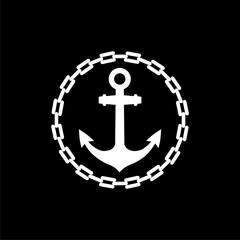 Sea Anchor With Chain Icon isolated on dark background