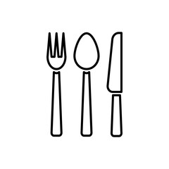 Spoon, fork and knife, Restaurant sign, Flat Vector Icon