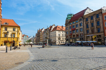 Stare miasto rynek plac kamienice ulica wrocław - obrazy, fototapety, plakaty