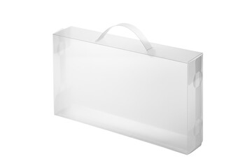 Transparent plastic box isolated on white background