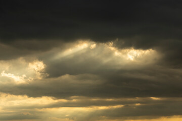 The cloud in rain season with sunlight.
