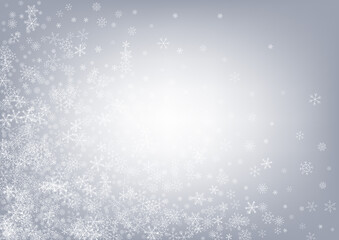 Silver Snowflake Vector Gray Background. Xmas 