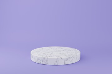 Marble podiums violet background. Abstract minimal scene with geometrical. Modern pedestal show cosmetic products presentation. Mock up design empty space. studio platform template. 3d render