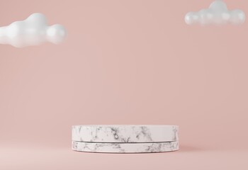 Marble podiums pastel background. Abstract minimal scene with geometrical. Modern pedestal show cosmetic products presentation. Mock up design empty space. studio platform template. 3d render