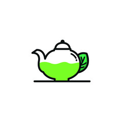 Natural Teapot logo icon. Teapot design template.