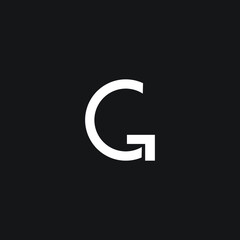 simple minimal initial biased based vector logo design of letter G in white color with black background