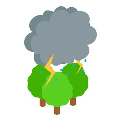 Thunderstorm icon. Isometric illustration of thunderstorm vector icon for web