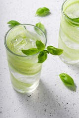 selective focus, refreshing drink with cucumber