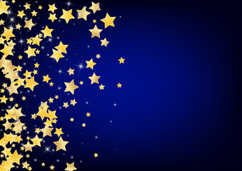 Golden Abstract Stars Vector Blue Background. 