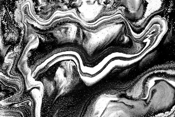 Marbled black and white pattern. Abstract monochrome background