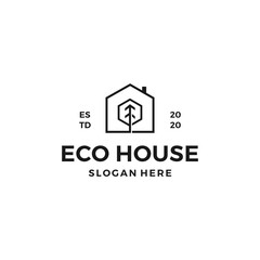 Ecohouse simple logo design vector illustration
