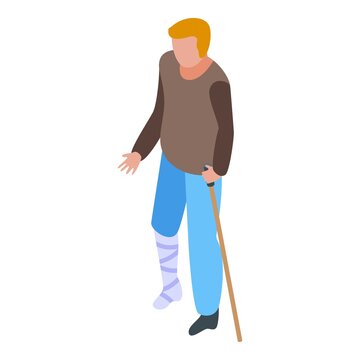 Man bandage leg icon. Isometric of man bandage leg vector icon for web design isolated on white background