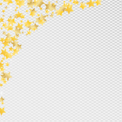 Yellow Light Stars Vector Transparent Background. 