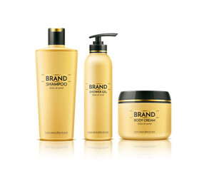 Vector realistic spa cream tube dry shampoo bottle