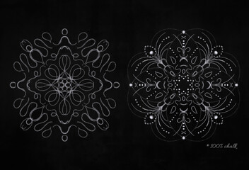 Set of snowflakes drawn in chalk